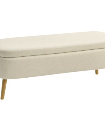 Opbevaringsbænk  Bænk Med 65   Opbevaringsplads  Teddy Fleecestof  Gummitræ  120   42   45 Cm  Beige