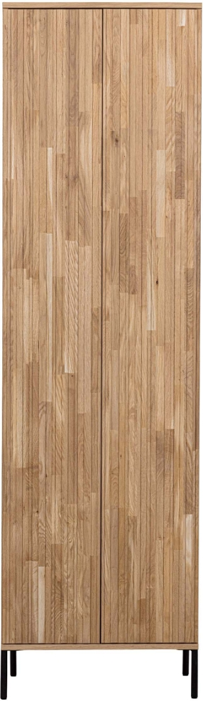 Opbevaringsskab Woood Exclusive New Gravure Egetræsfiner Natur H210ã B60ã D42 Cm Sort Metalfod