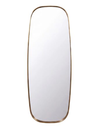 Oval Vægspejl 122x46 Cm   Guld   Stort Designspejl Med Metalramme