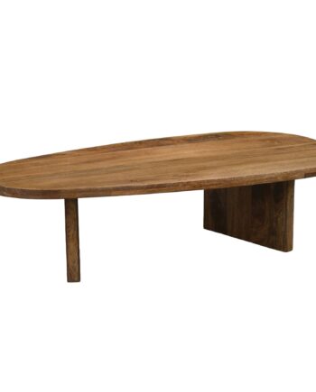 Ovalt Sofabord 120 Cm   Massivt Mangotræ   Håndlavet Designbord Med Afrundede Former
