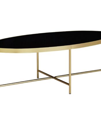 Ovalt Sofabord   Glam-stilen  Sort Glas Med Guldkant 110   56 Cm