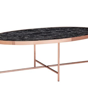 Ovalt Sofabord Med Bordplade   Marmor-look  Sort  110   40   56 Cm