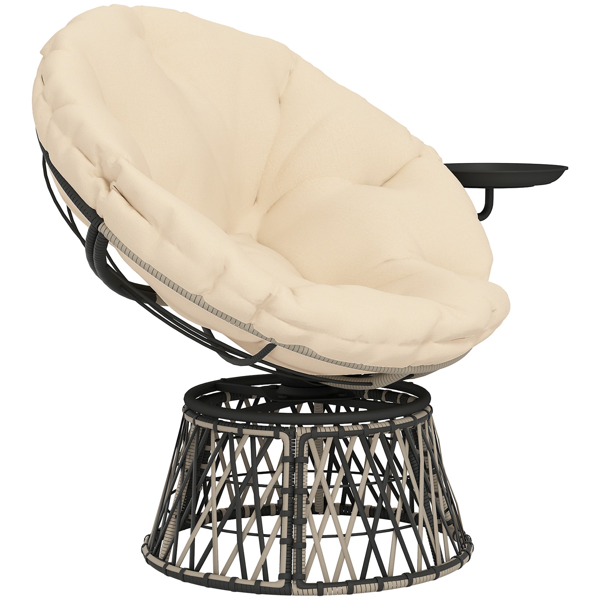 Papasan Stol Rotting 360â Drejelig Kurvestol Med Hyndediameter 90 Cm Rund Beige