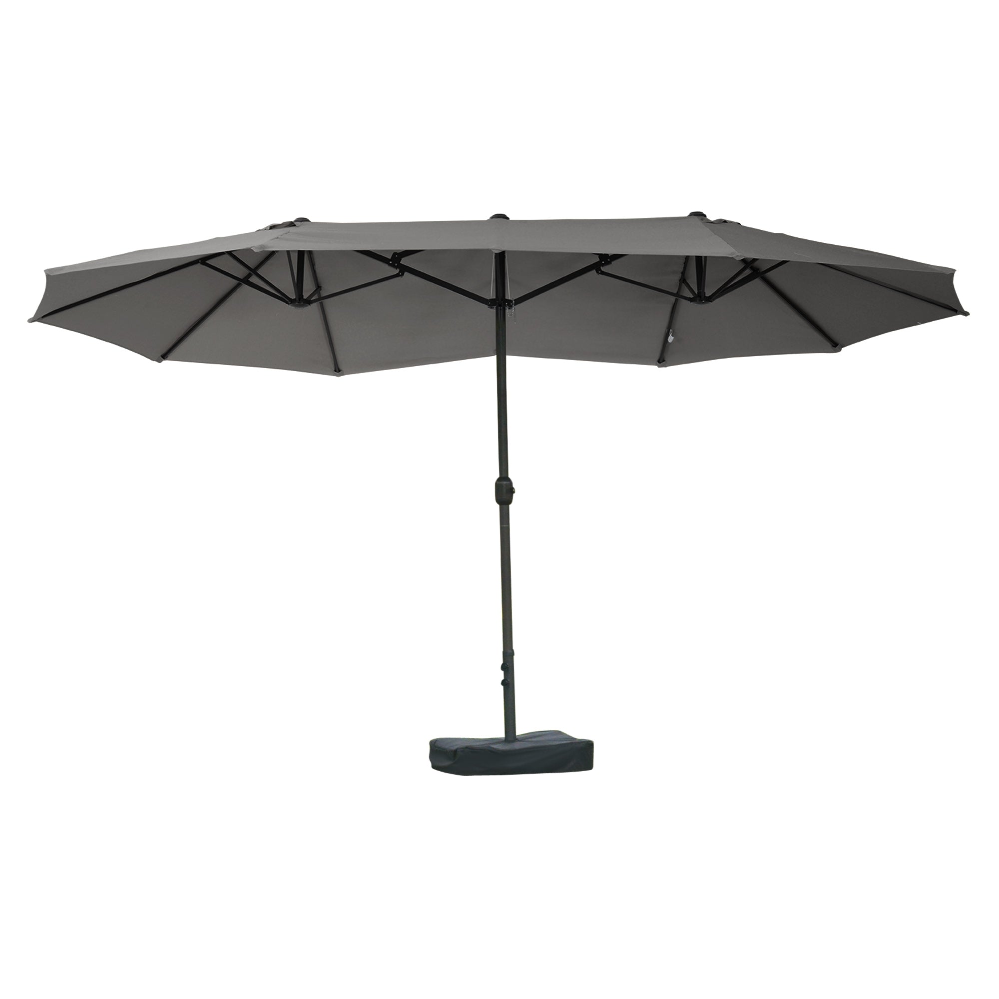 Parasol Haveparasol Markedsparasol Dobbeltparasol Terrasseparasol Med Parasolstativ Håndsving Mørkegrå Oval 460 270 240 Cm