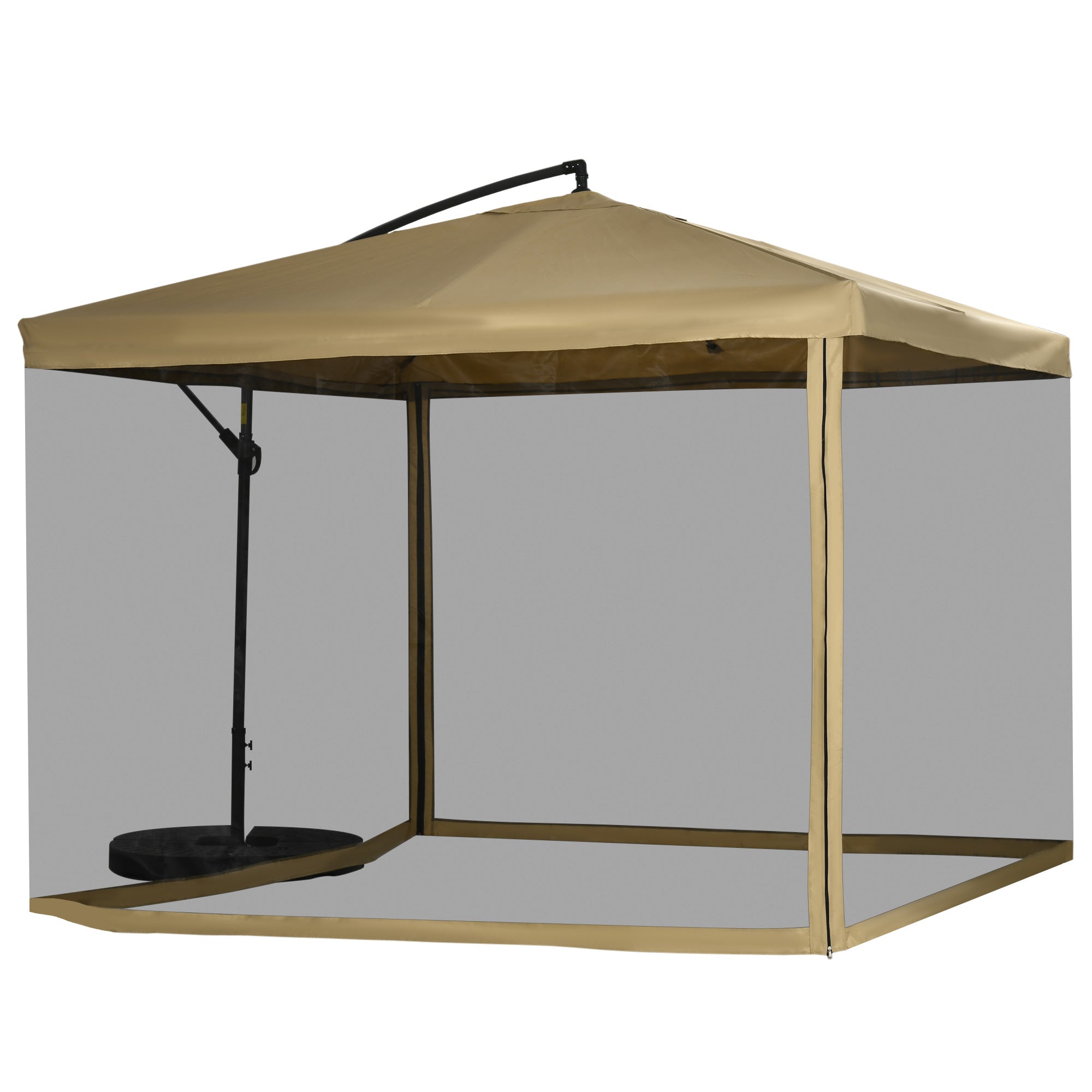 Parasol Med Myggenet Inklusive Håndsving Ventilationsåbning 295 Cm 295 Cm 260 Cm Hvid Sort