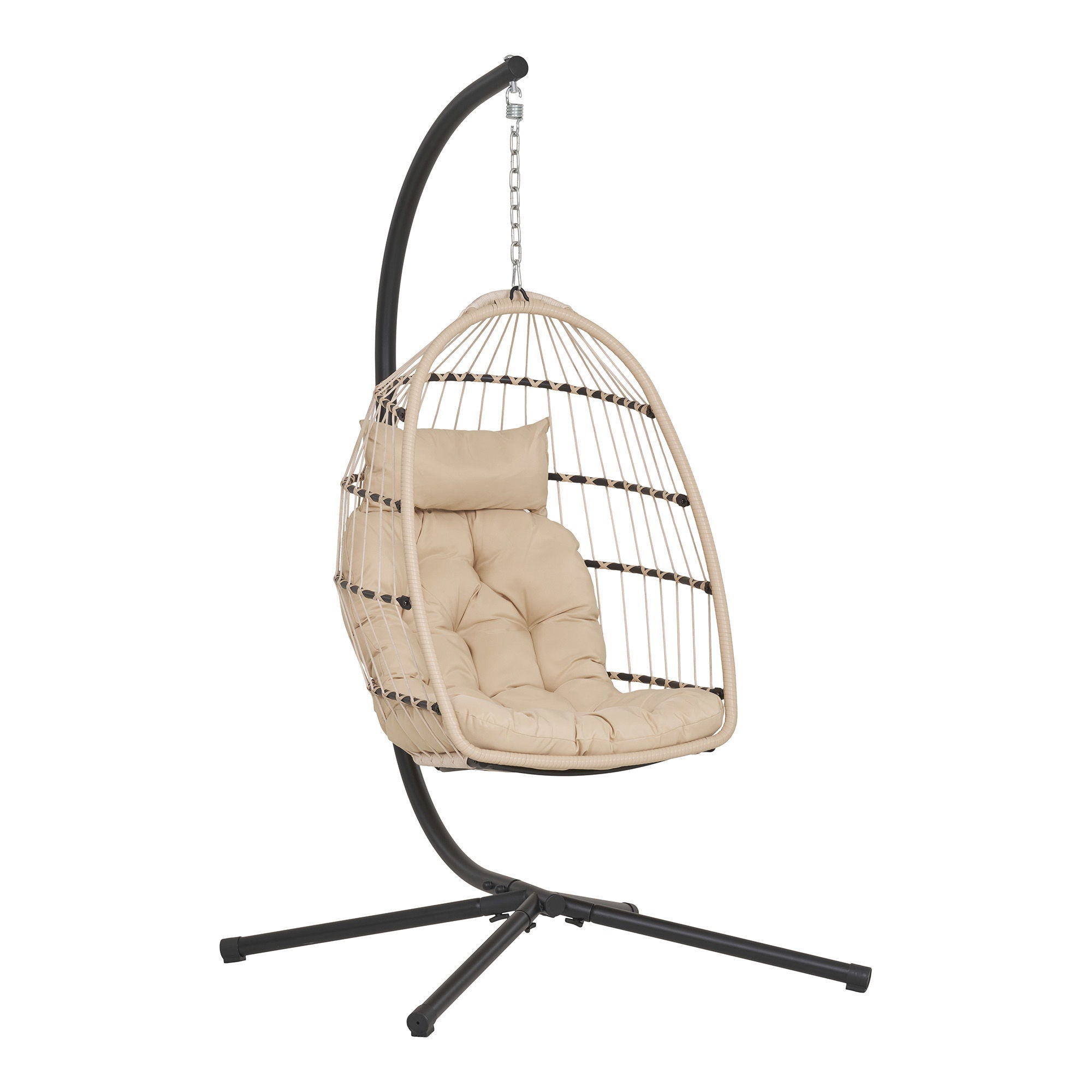 Patras Hængestol Hængestol Stål Stativ Foldbar Sæde Incl Hynder Beige Grå Sort 195x117x107 Cm