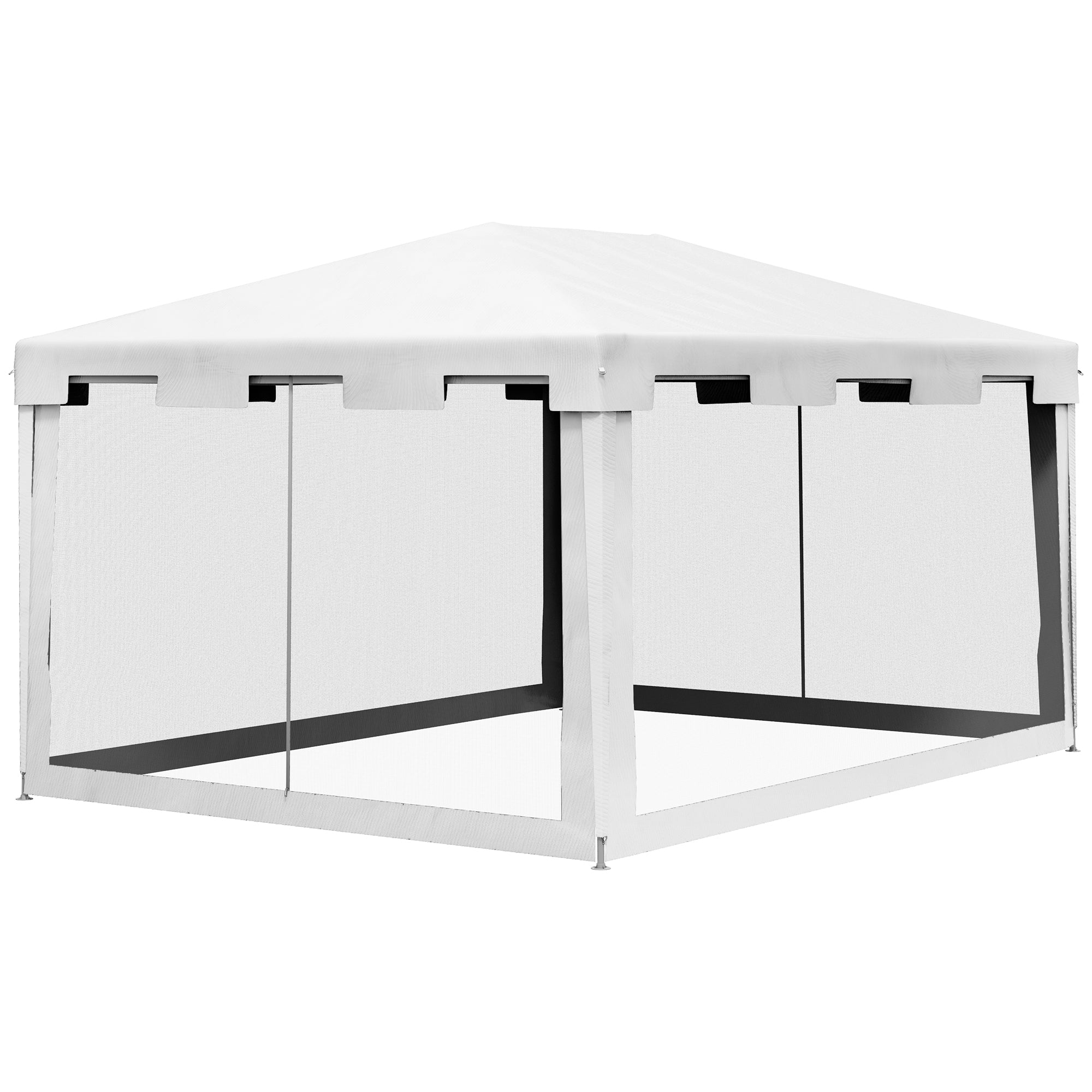 Pavilion Havetelt Vejrbestandigt Foldbart 395 Cm 295 Cm 255 Cm Hvidt