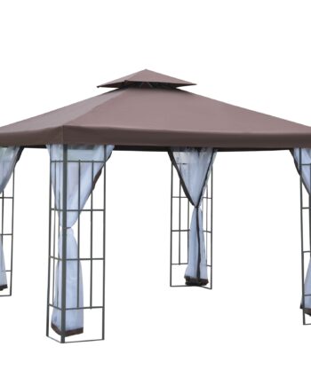 Pavillon Havepavillon Med Myggenet Sidevægge  Festtelt Med Dobbelt Tag  Havetelt   97x2 97m