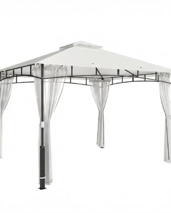 Pavillon  3x3      Vandafvisende  Robust Havepavillon Med Myggenet  Dobbelttag  Til Have  Terrasse  Sort