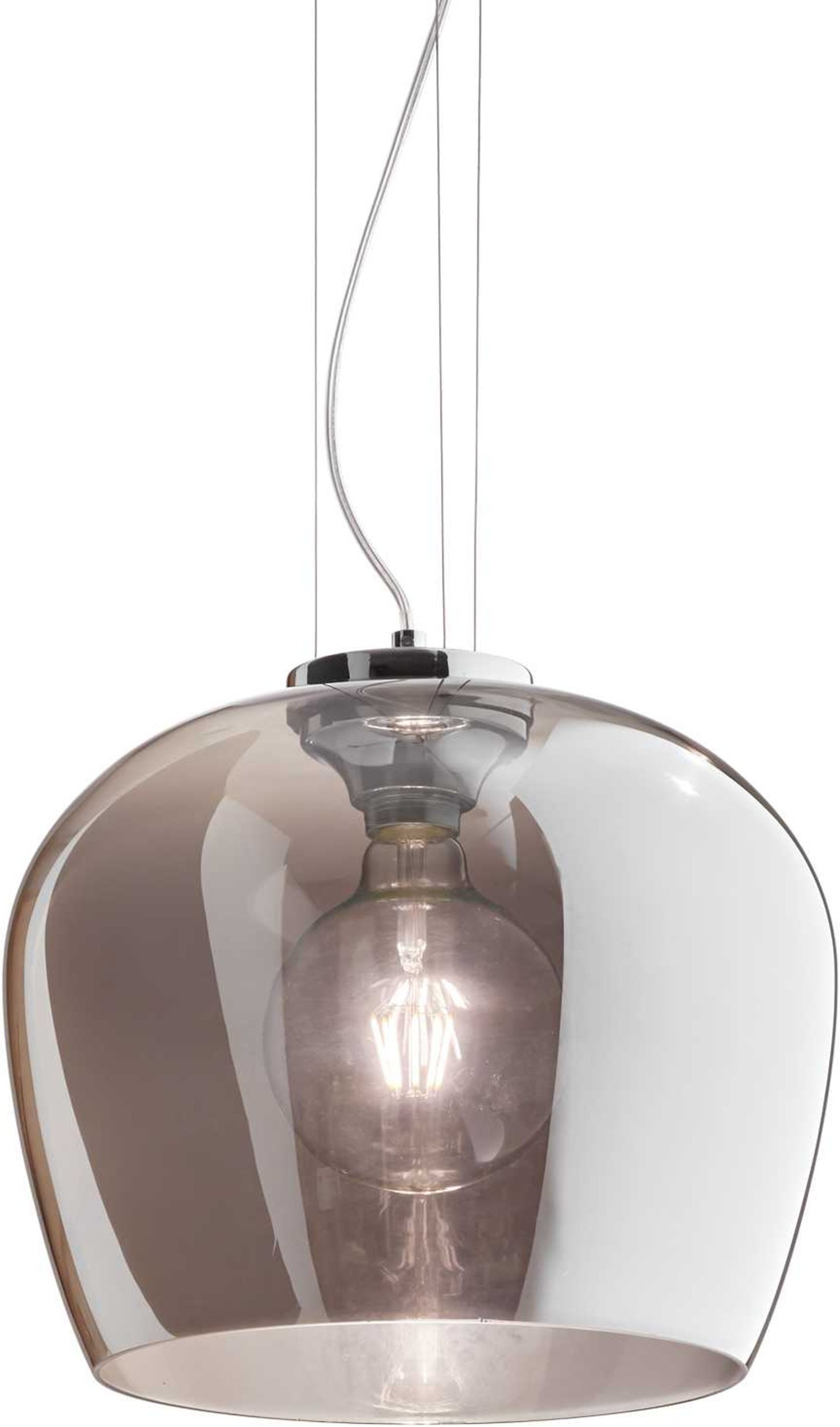 Pendel Lampe Ideal Lux Blossom Hængelampe ø32 Cm Justerbar Højde Røg Krom Glas Indendørs