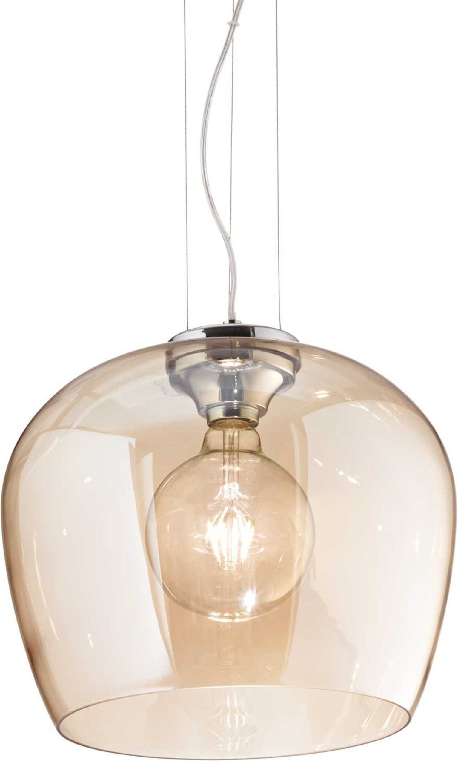 Pendel Lampe Ideal Lux Blossom ø320 H340-2430 Mm Ravfarvet Glas Og Krom