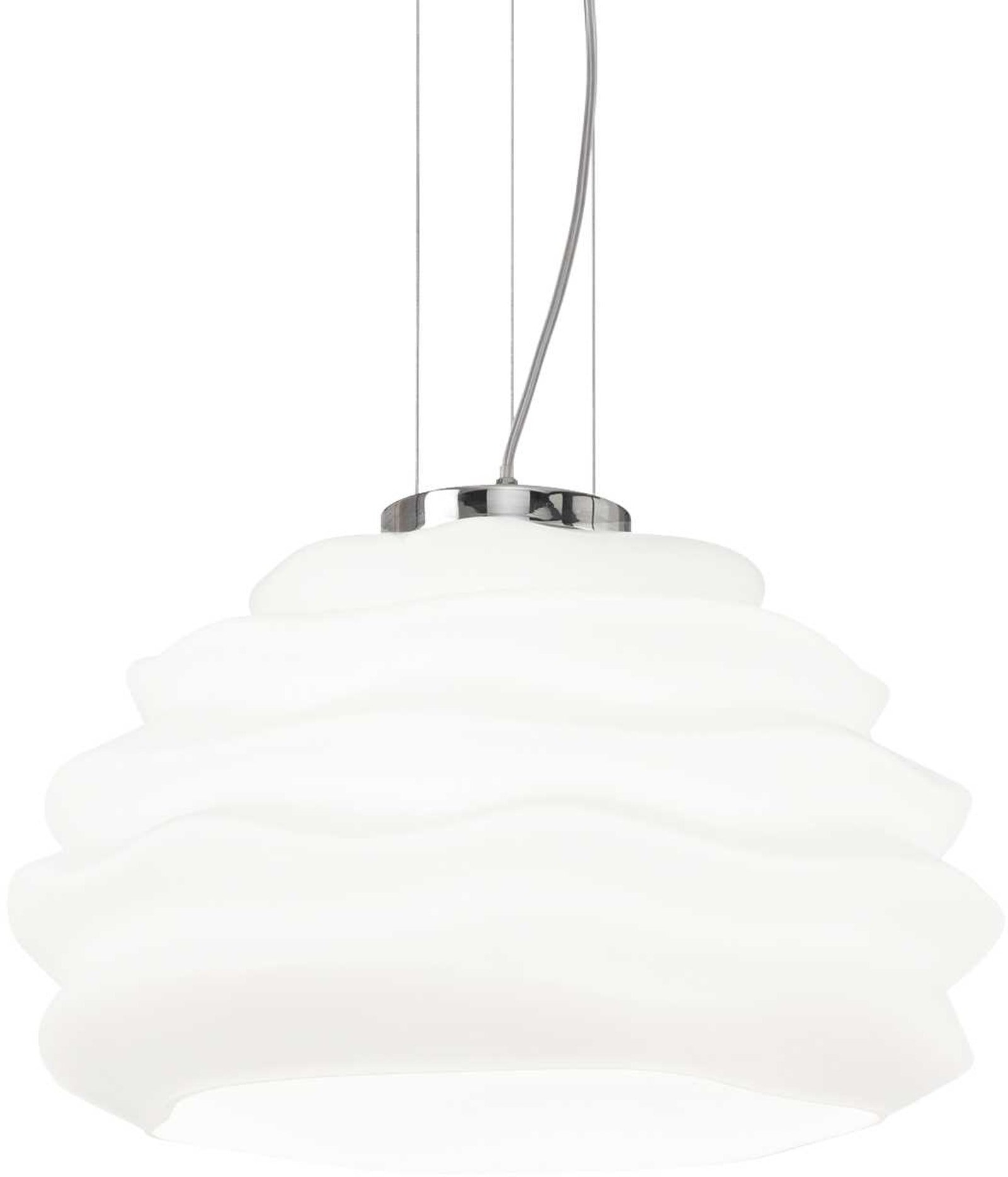 Pendel Lampe Ideal Lux Karma ø390 H295-2385 Mm Hvid Krom Glas E27