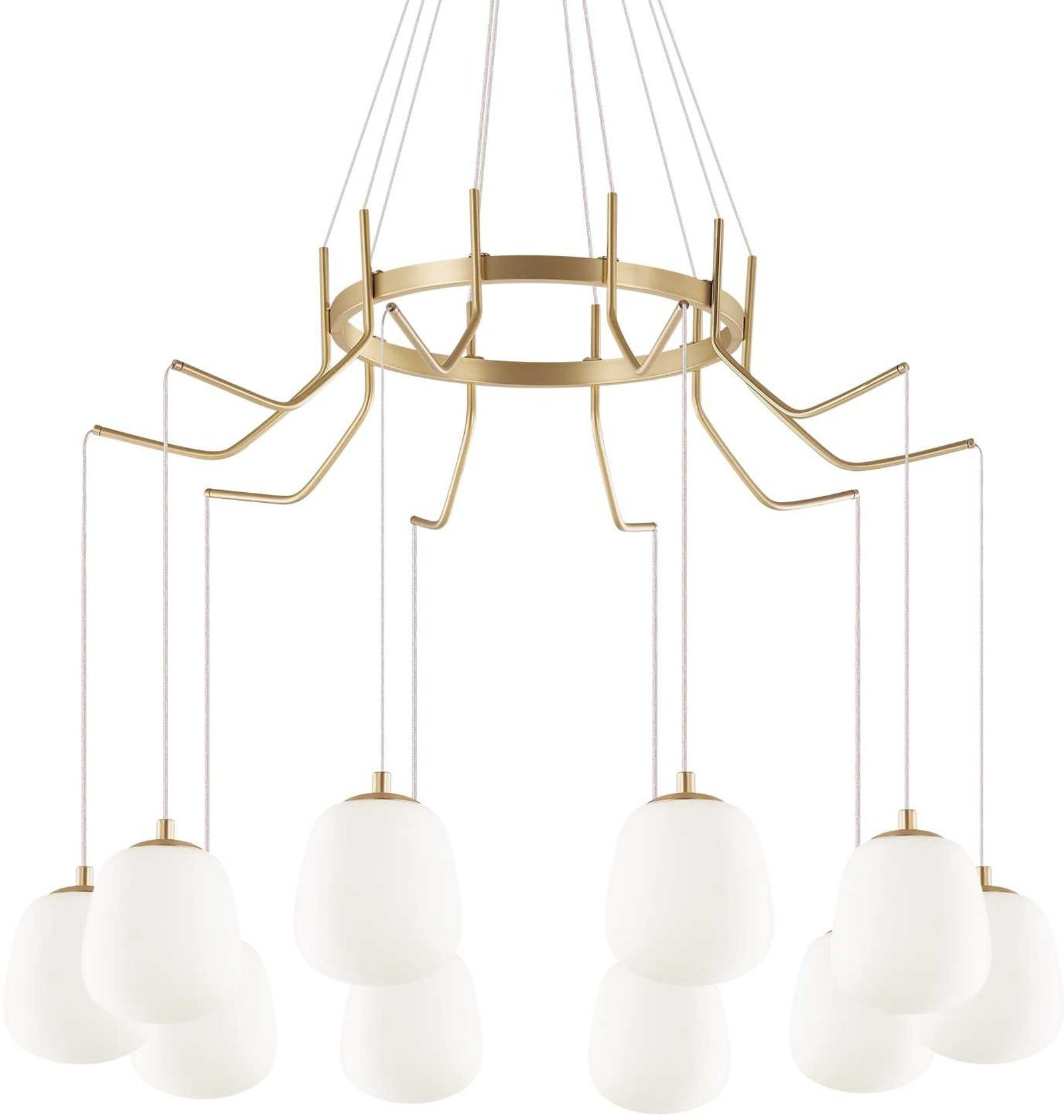 Pendel Lampe Ideal Lux Karousel Satin Messing ø82 Cm Justerbar Højde 112 133 Cm Med 10 G9-pærer