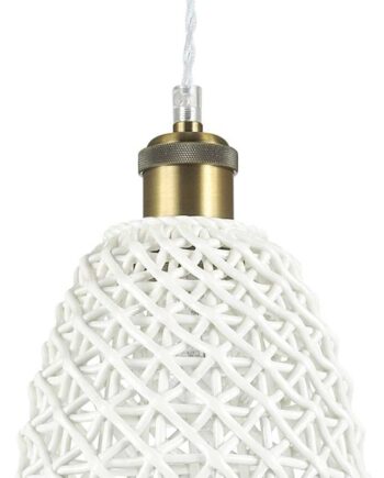 Pendel Lampe Ideal Lux Lugano E27 ø160 Mm H270-2360 Mm Hvid Metal-keramik