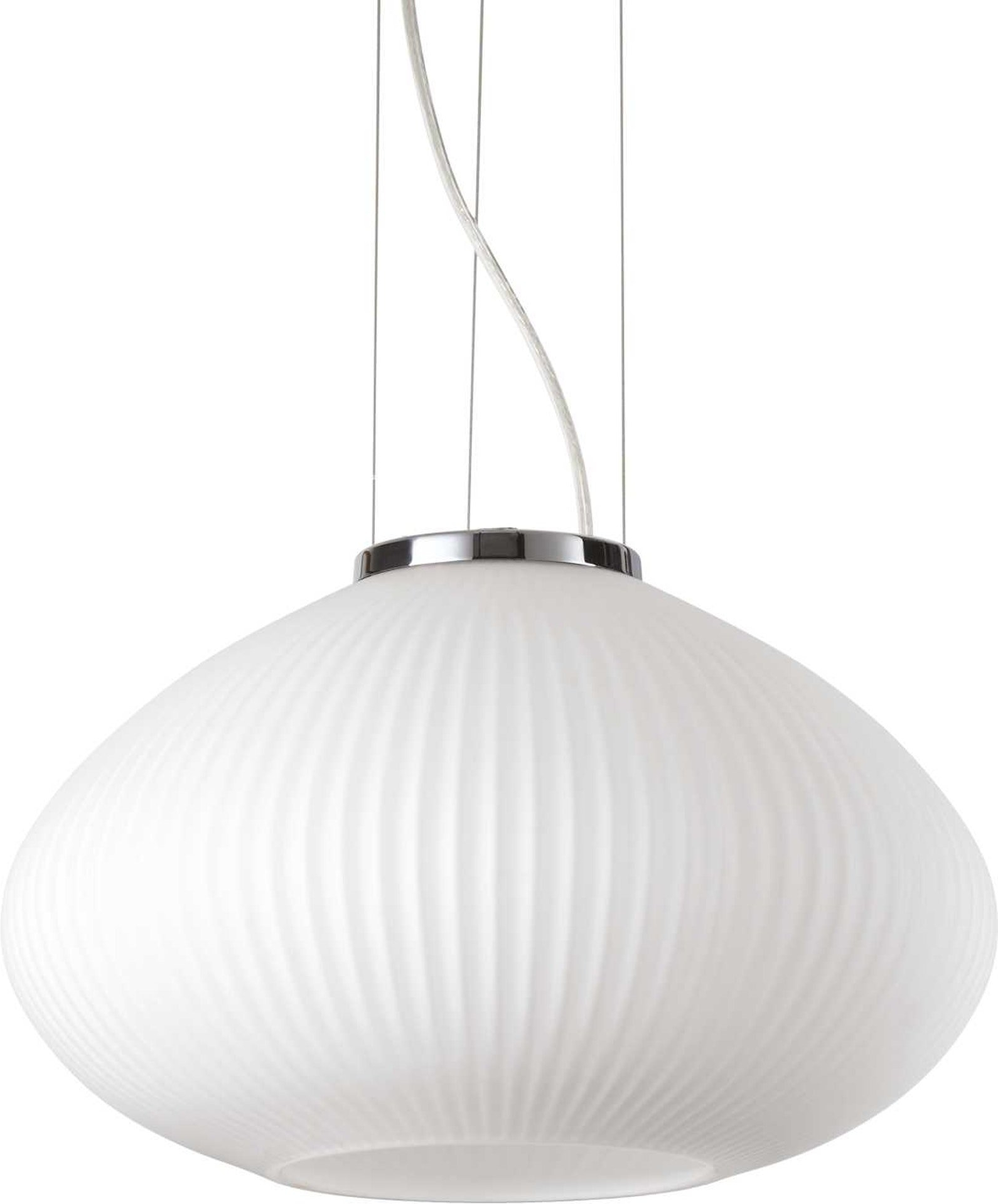 Pendel Lampe Ideal Lux Plisse ø35 Cm Krom Metal Glas Indendørs Justerbar Højde Ip20