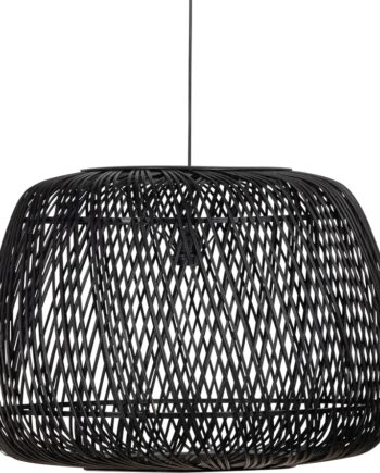 Pendel Lampe Woood Exclusive Moza   Sort Bambus ø70   H50 Cm  E27 Loftlampe