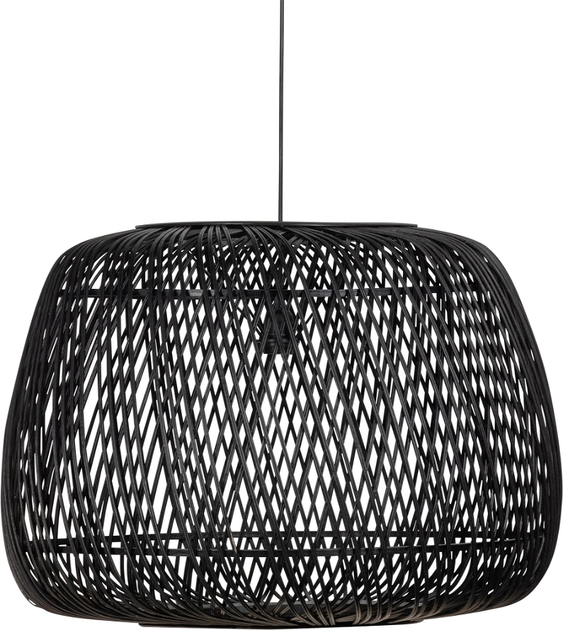 Pendel Lampe Woood Exclusive Moza Sort Bambus ø70 H50 Cm E27 Loftlampe