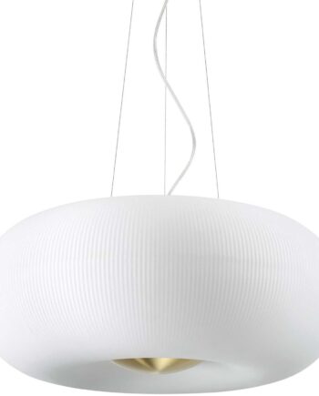Pendel Loftlampe Ideal Lux Arizona ø52 Cm Justerbar Højde Hvid Messing Syreætsede Glas