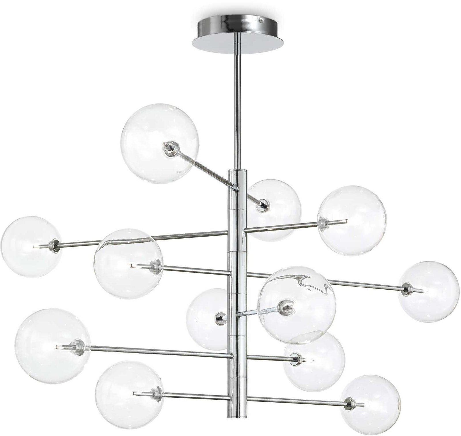 Pendel Loftlampe Ideal Lux Equinoxe Krom Med Glas ø124 Cm