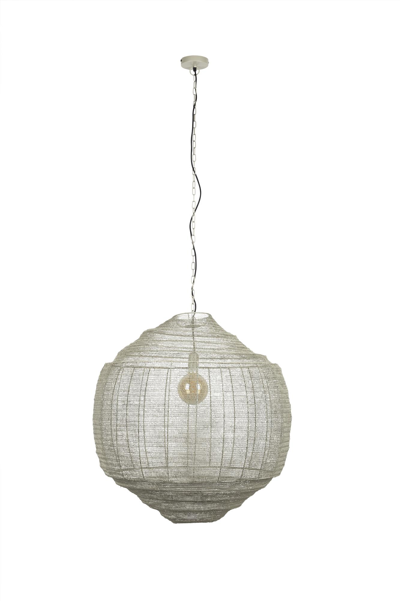 Pendellampe Dutchbone Meezan Lysgrå Jern ø70 Cm Dæmpbar Vintage Designlampe