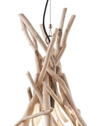Pendellampe Ideal Lux Driftwood Naturlig Træpendel ø35 H65-130 Cm E27