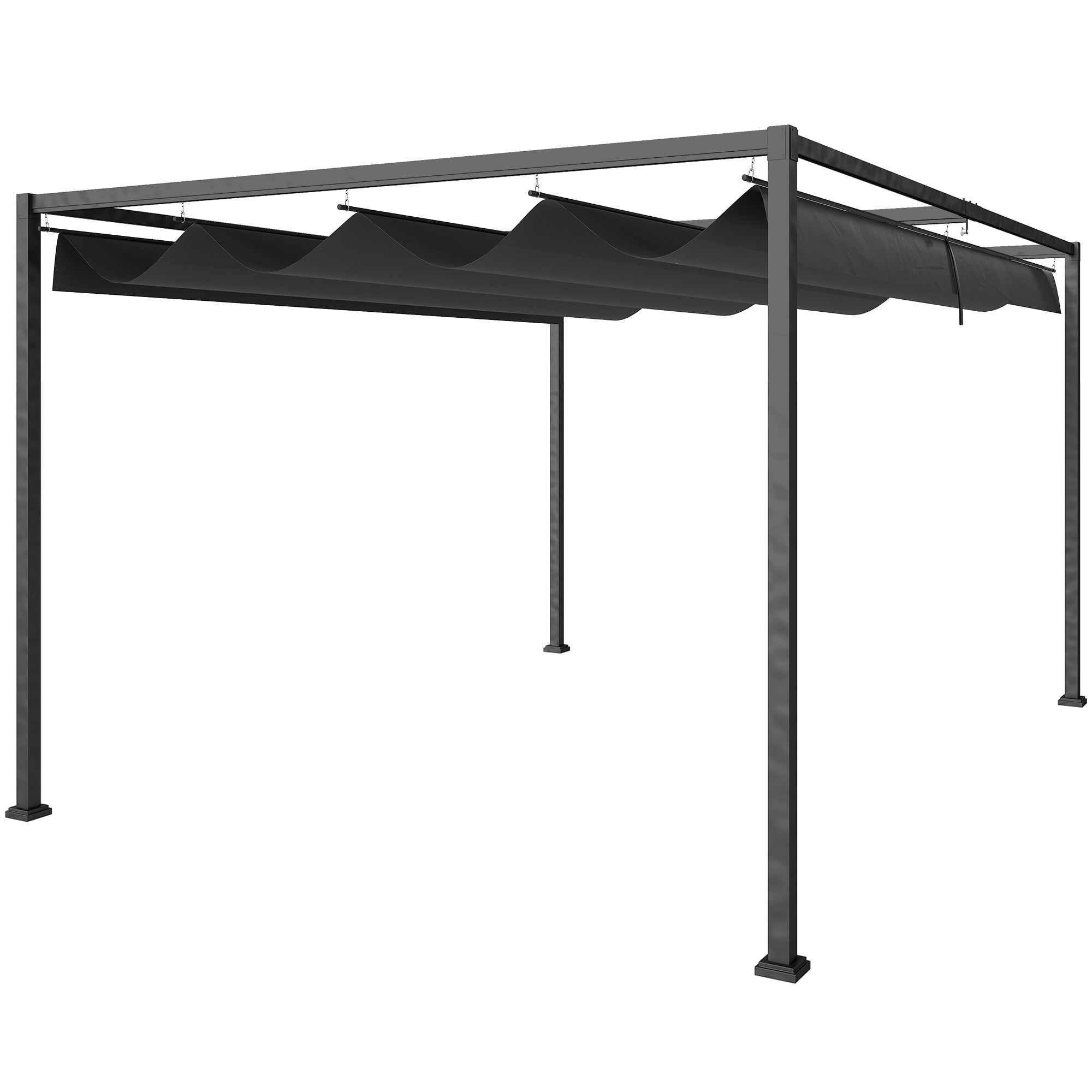 Pergola Ca 3x2m Havepavillon Terrassetag Metal Fritstående Havepavillon Med Justerbart Tag Uv-beskyttelse Solskærm Til Terrasse Og Have Sort Grå