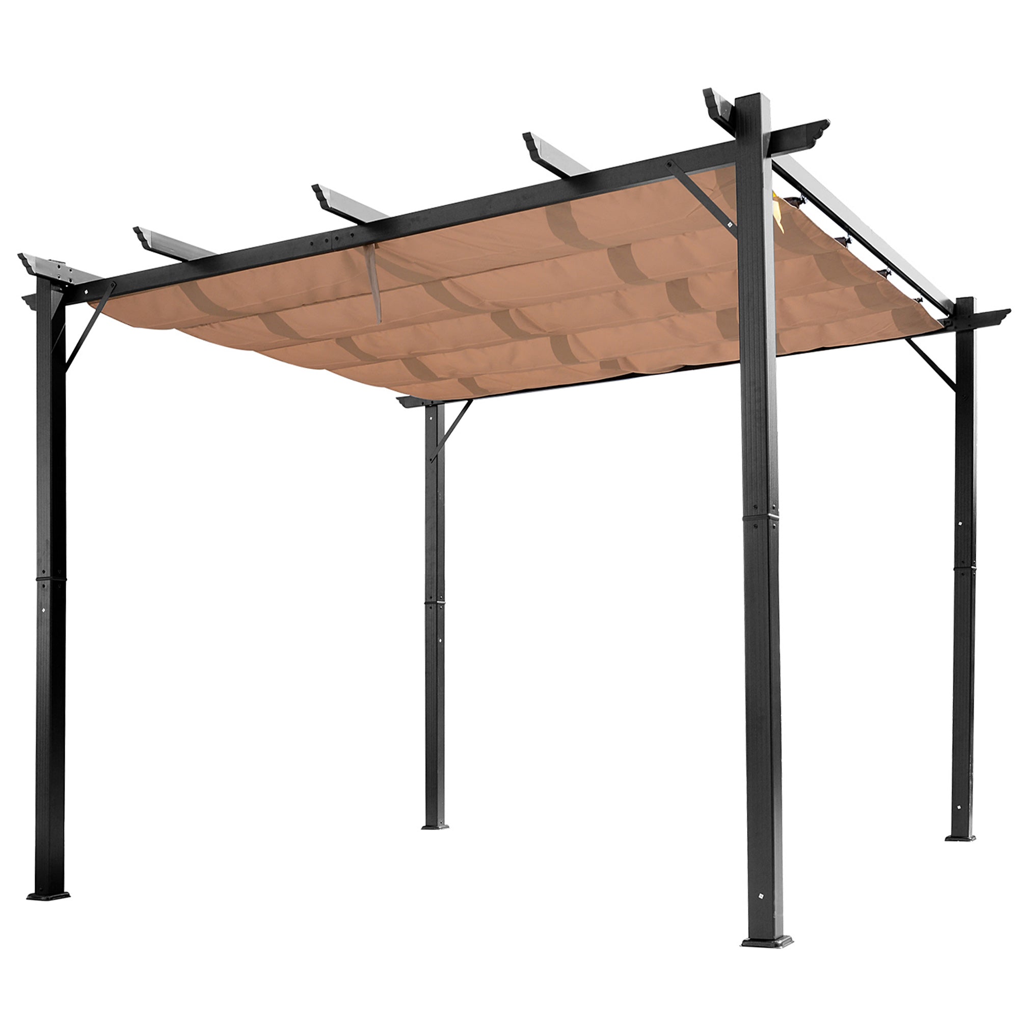 Pergola Pavillon Med Justerbart Stoftag Terrassebaldakin Aluminium Solskærm Baldakin Terrasse Have Grå Brun