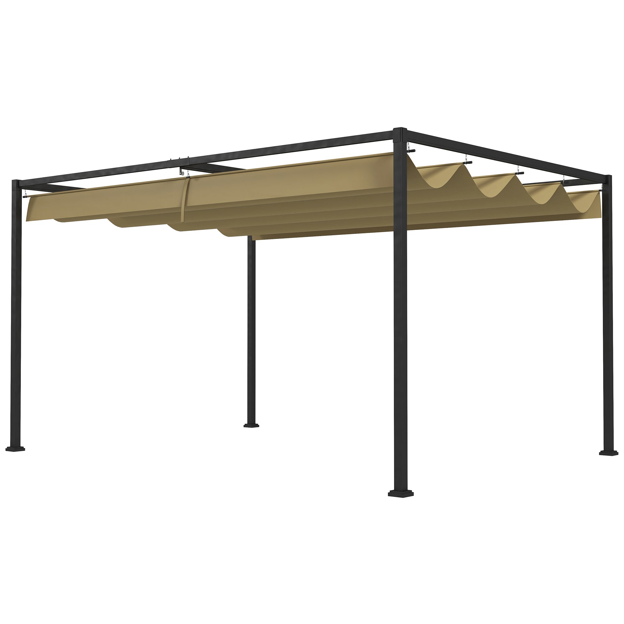 Pergola Robust Solsejl Til Have Altan Terrasse Lavet Af Metal Og Plastik Uv- Og Vandafvisende Khaki