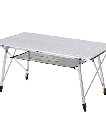 Picnic Klapbord  Sammenklappeligt Bord  Højdejusterbart Campingbord  Inkl  Bæretaske  Aluminium  Sølv  120   69   59-78 Cm