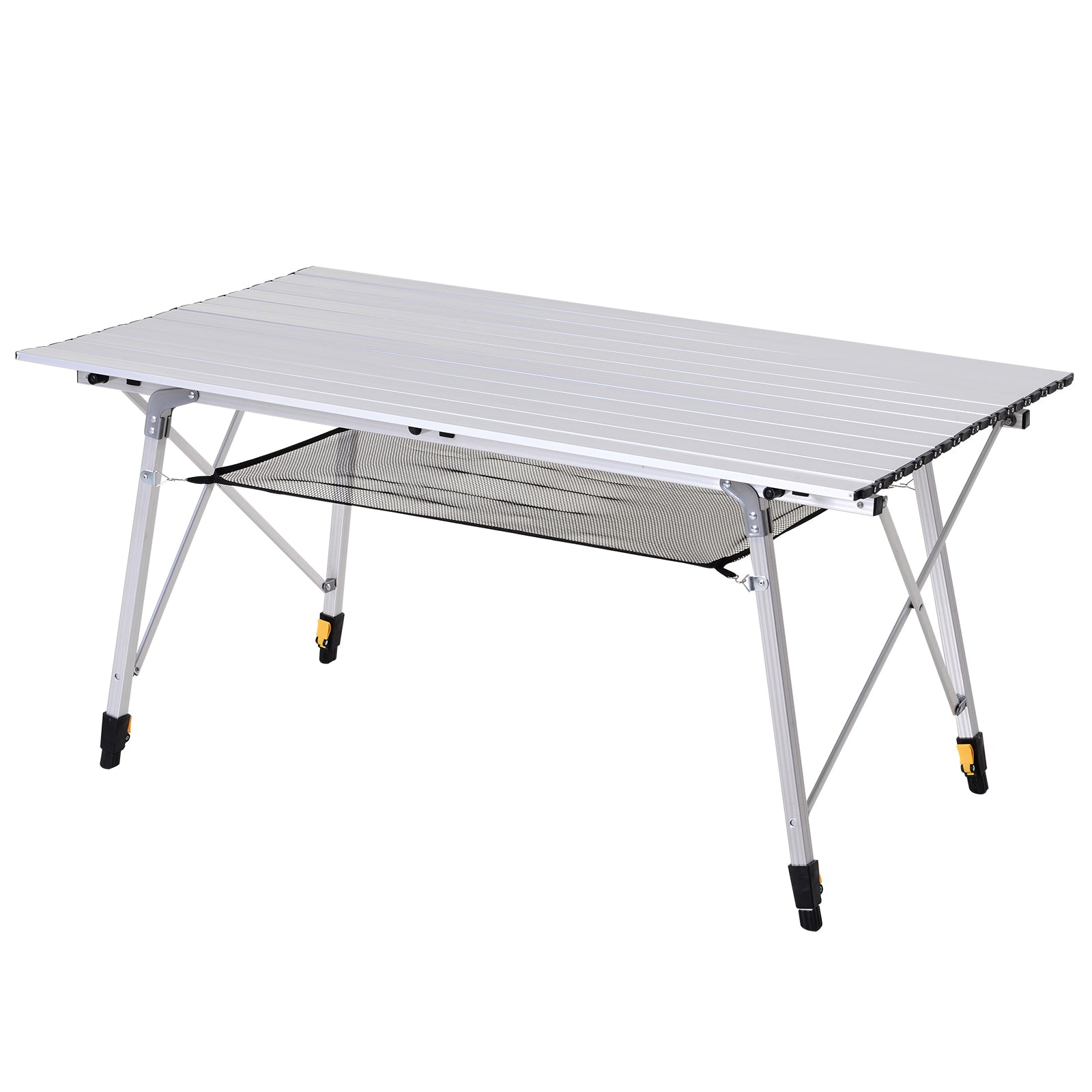 Picnic Klapbord Sammenklappeligt Bord Højdejusterbart Campingbord Inkl Bæretaske Aluminium Sølv 120 69 59-78 Cm