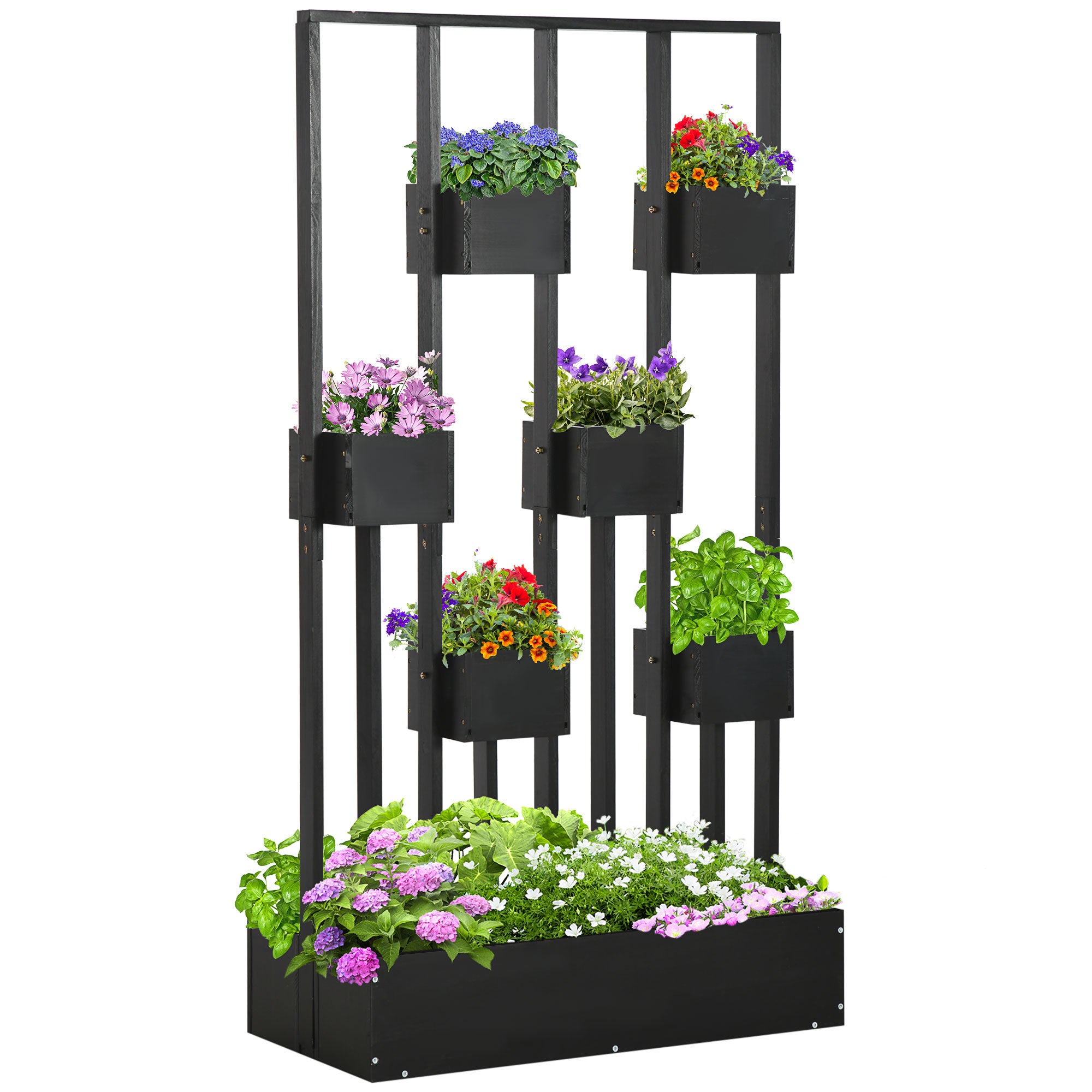 Plantekombination Modulært Design Stativ Naturtræ Sort 90 45 170 Cm