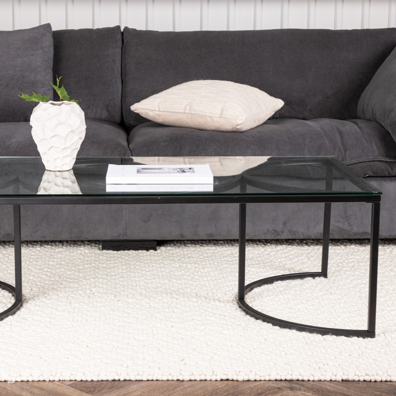 Plexus Sofabord Glas Og Metal 70 140 Cm