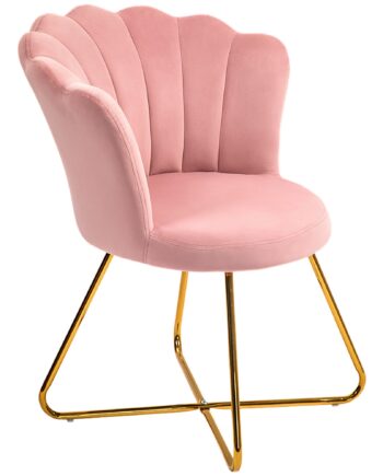Polstret Accentstol Med Lotus Design Ryglæn  Metalben  Pink