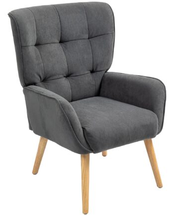 Polstret Lænestol  Lænestol Til Stue Med Quiltning  Blødt Velourbetræk  Op Til 120 Kg  Grå