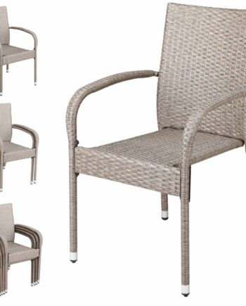 Polyrattan Stabelstol Komfort Sæt Med    Beige