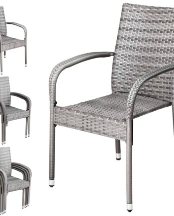 Polyrattan Stabelstol Komfort Sæt Med   Stk  Grå