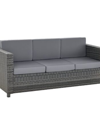 Polyrattansofa Med Hynder   -personers Haveloungesofa  Metal  Polyester  Grå  185   70   80 Cm