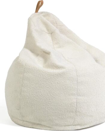 Pouf Kave Home Vicka Hvid Lammeskindsfleece 80x70x70 Cm Skridsikker Bund