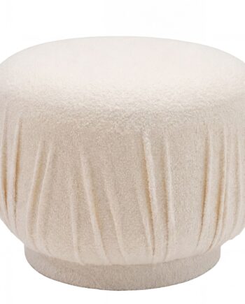 Puf   Stof ø50 Cm Creme Håndlavet