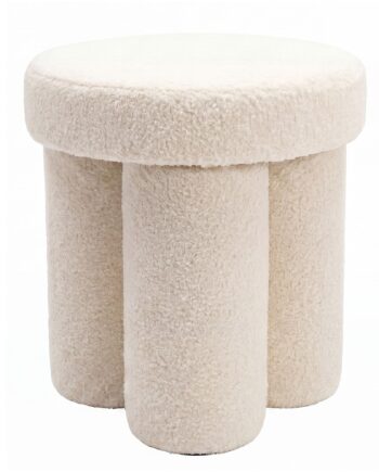 Puf   Teddystof ø40 Cm Creme Håndlavet
