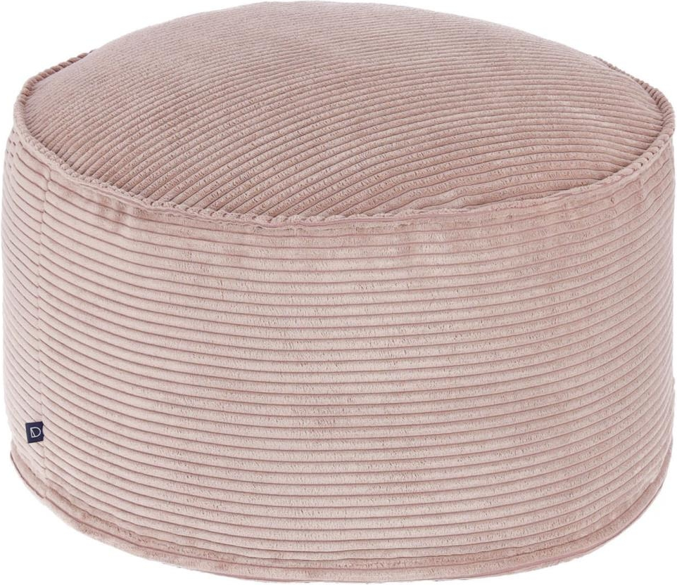 Puf Kave Home Wilma   Lyserød Kordfløjl Fuldpolstret Accentpuf 60x60x40 Cm Vintage Nordisk