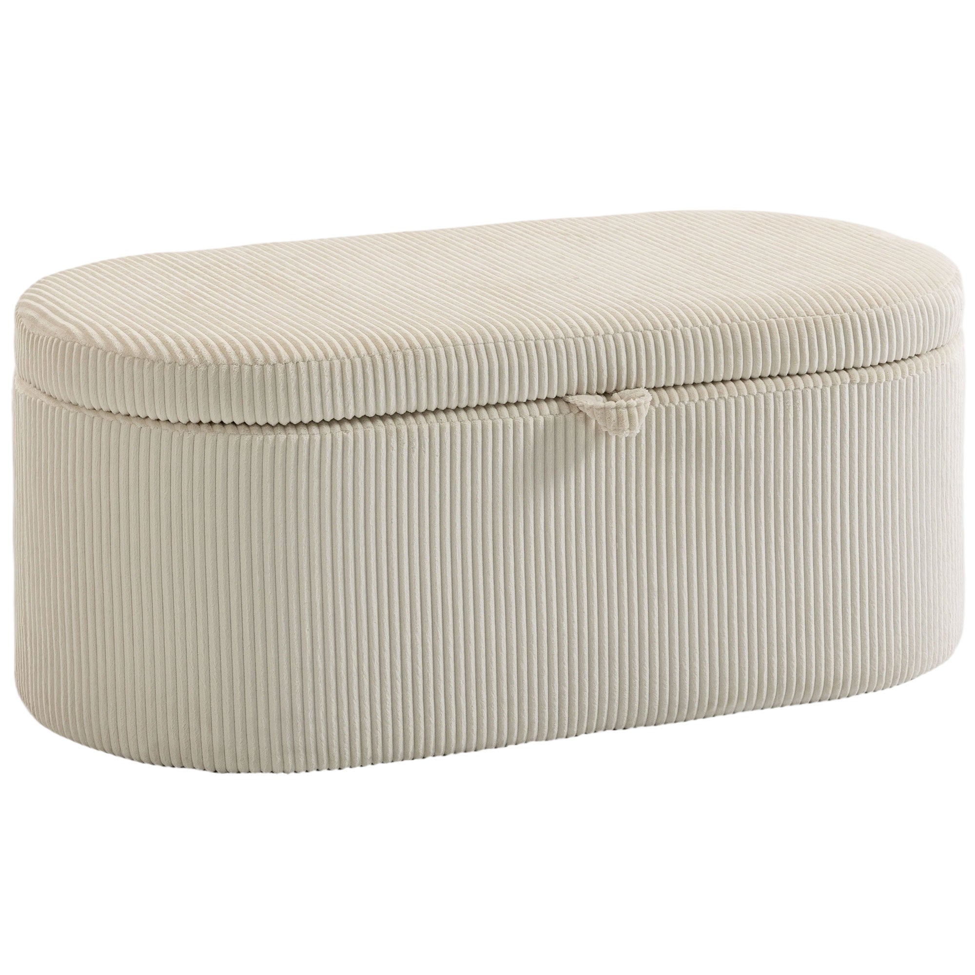 Puf Med Opbevaring Fløjlspolstring Med Polstret Sæde Bænk Ved Foden Af Sengen 105 51 49 Cm Beige