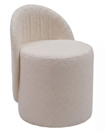 Puf Med Ryglæn   Teddystof ø40 Cm Creme Håndlavet