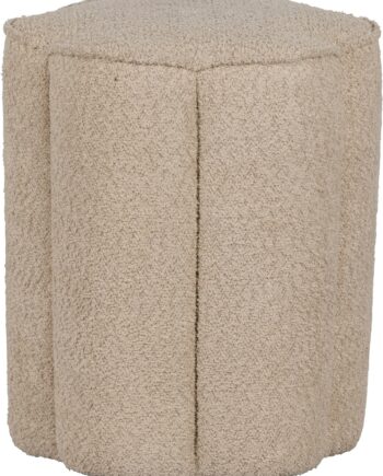 Puf Woood Ollie Sandfarvet Bouclé 40   40   46 Cm