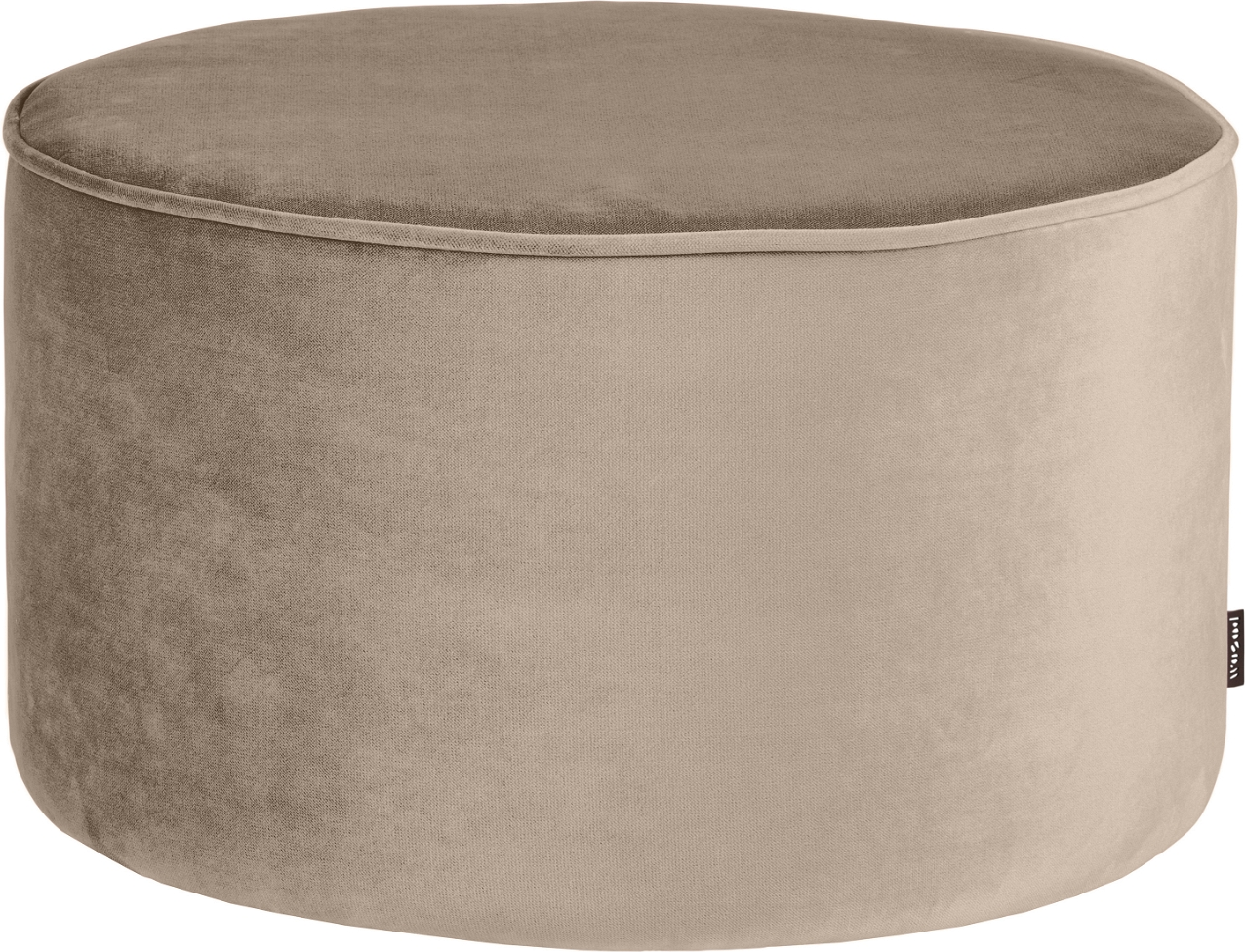 Puf Woood Sara ø60 H36 Cm Beige Fløjl Sittepuf Til Stue