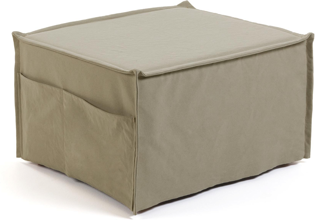 Puf-seng Kave Home Lizzie Foldbar Gæsteseng Beige Bomuldsstof Nordisk Design 60 180 Cm