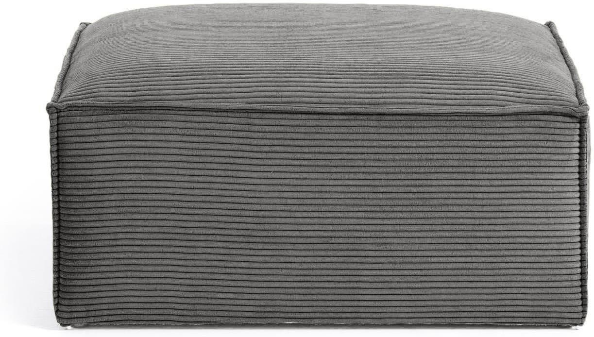 Puff Fodskammel Kave Home Blok Fløjl Grå 41x70x90 Cm