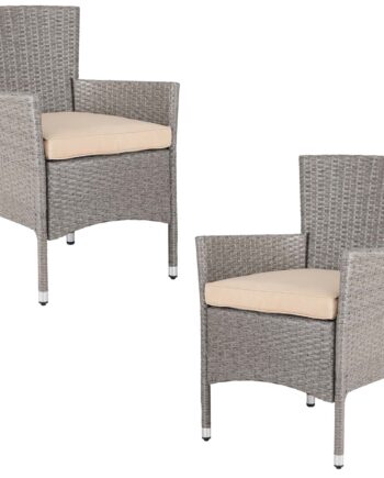 Rattan Havestole  Sæt Af    Stabelbare  Med Hynde  Balkonstolssæt