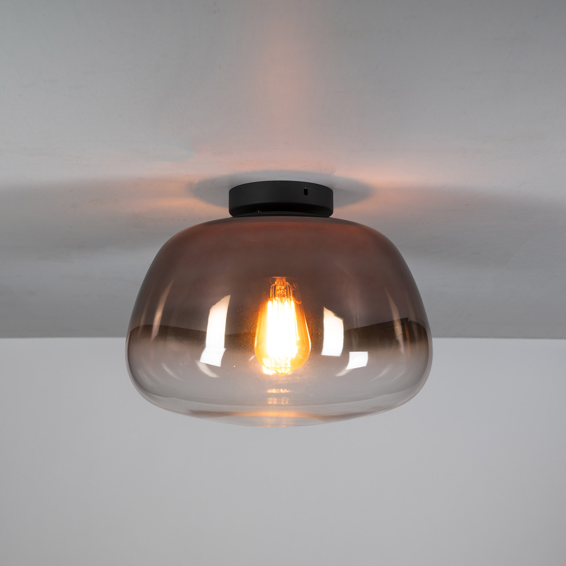 Regor Plafond Kobberfarvet Glas Levering Med Pære