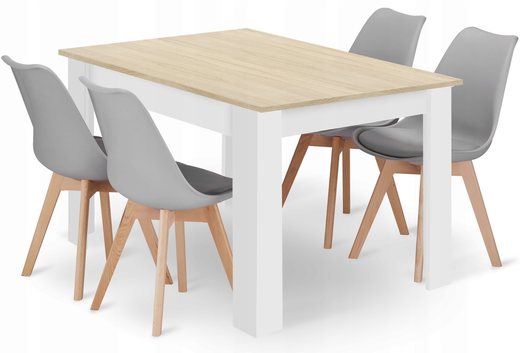 Rektangulært Bordsæt 120x80 Cm Sonoma Eg Mark Grå Stole
